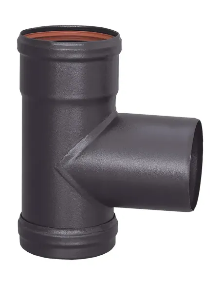 Pellet Te Corta 90º M-H-M + Tapón - Ø 80mm