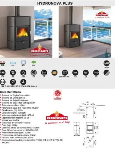 Hydronova Plus Termoestufa 15 kW - BronpiEstufas de Leña