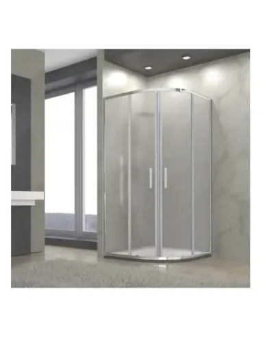 Uno Mampara Semicircular Cristal New Glass, 2 Fijos + 2 Puertas - 80 x 80cm