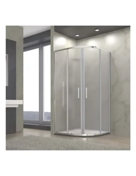 Uno Mampara Semicircular Cristal New Glass, 2 Fijos + 2 Puertas - 80 x 80cm