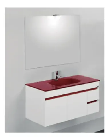 Eko Conjunto Suspendido Mueble Baño Blanco Banda-Roja - 60 x 50 x 46cm