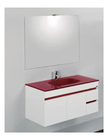 Eko Conjunto Suspendido Mueble Baño Blanco Banda-Roja - 60 x 50 x 46cm