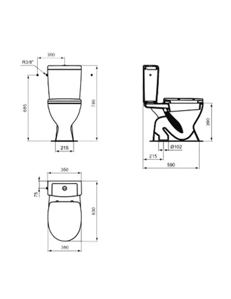 Eurovit Pack Inodoro Salida Vertical A/Lateral 6/3 l - Ideal