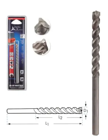 Broca Delta 3 Puntas Plus Ø 6 x 100 mm Serie Corta